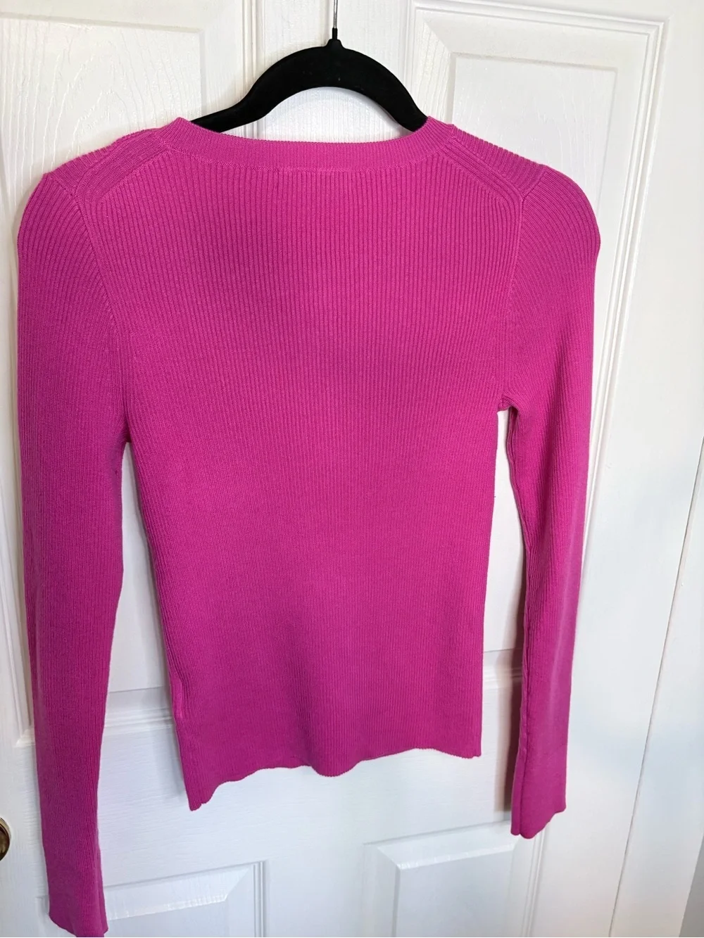 J.Crew TENCEL Blend Ribbed Henley Sweater Raspberry  Pink Long Sleeve Size S
